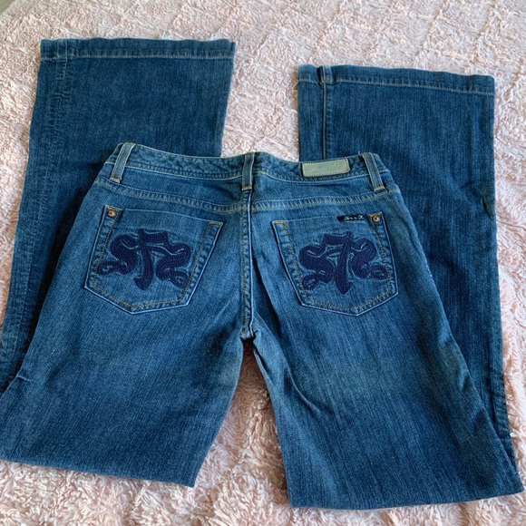 (7) SEVEN Dark Denim Wide Leg Jeans sz 27 - Picture 1 of 15